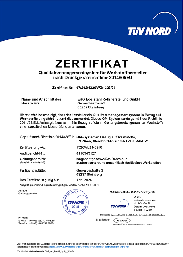 Certificate TÜV-QM